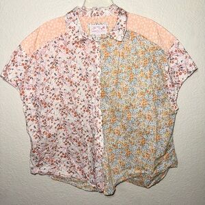 American Eagle Outfitters Floral Button Up Resort Shirt Women’s Large Cotton